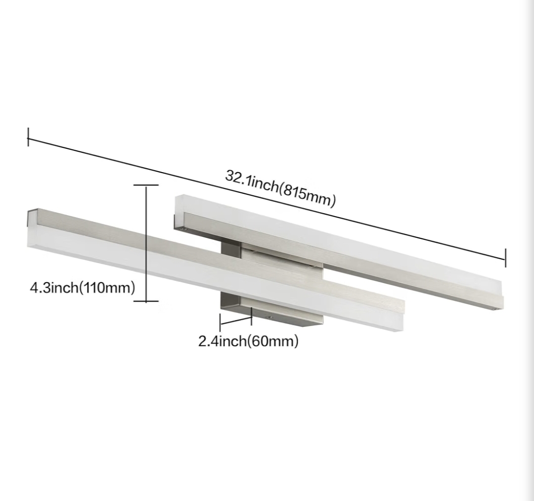 32 Inch LED Bathroom Vanity Light Bar, Modern Brushed Nickel Bath Lighting Fixture Over Mirror Dimmable - Image 8