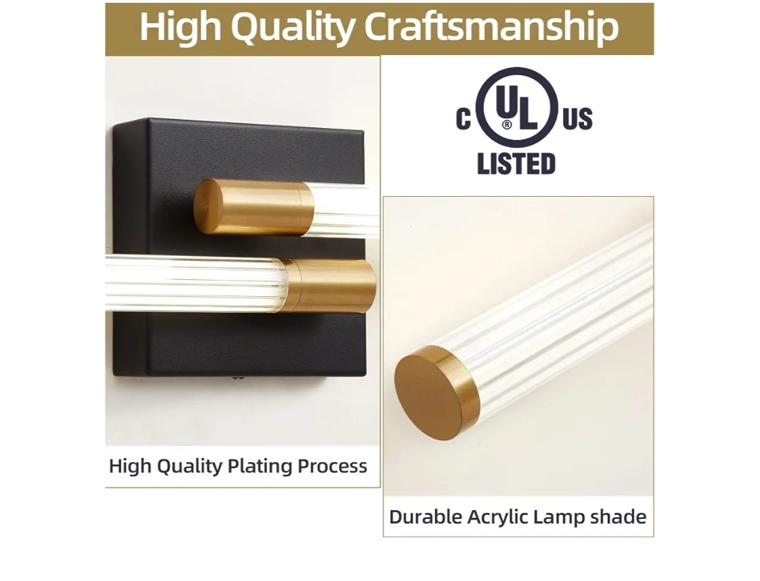 24 inch LED Black and Gold Vanity Lights Bar Modern Wall Sconce - Image 7