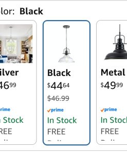 Alternative view of Glass Pendant Light, Black Pendant Light Fixtures with Seeded Glass Shade