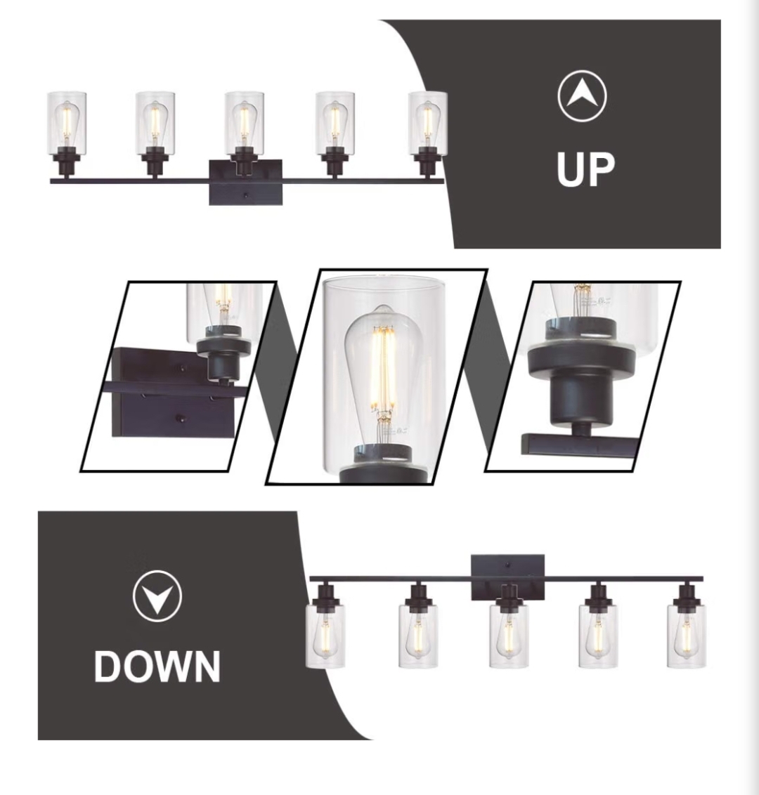 MELUCEE 5-Light Vanity Lights Bathroom Fixtures Oil Rubbed Bronze Finished - Image 14