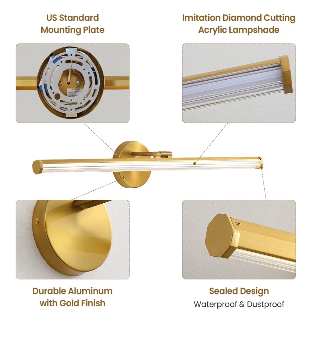 30 Inch Gold Vanity Light 24W 5CCT Dimmable Modern LED Vanity Light Fixture Rotatable - Image 18