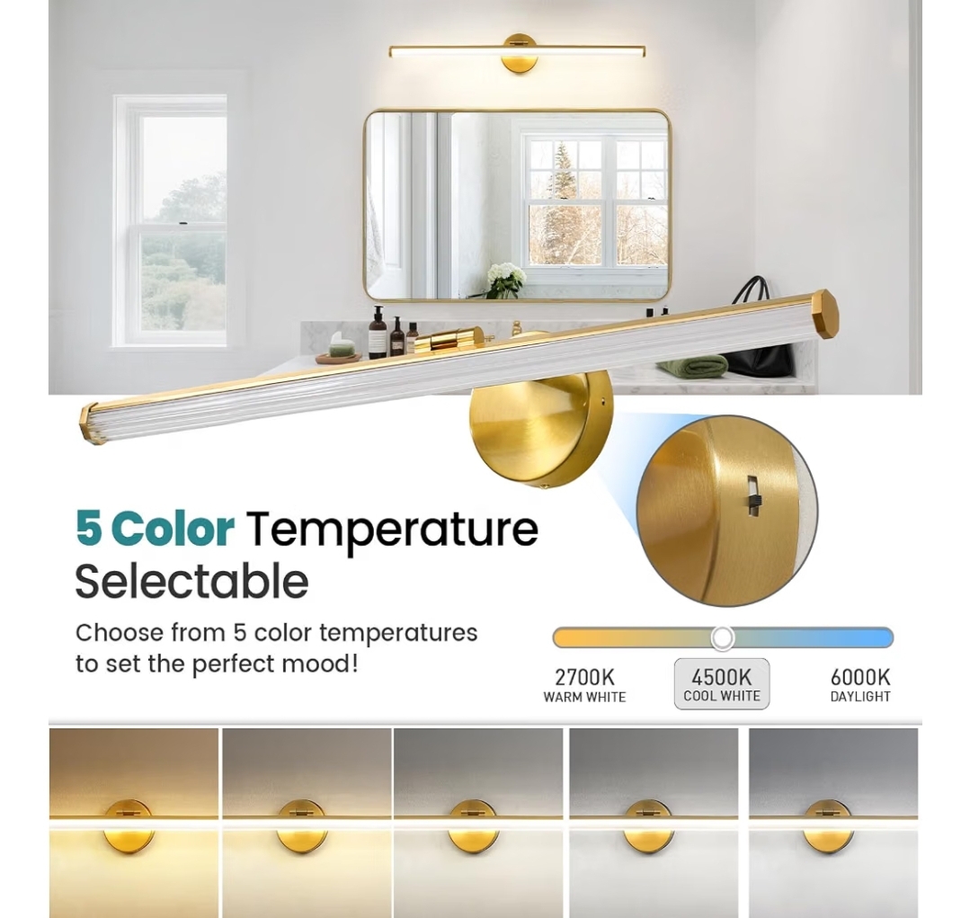 30 Inch Gold Vanity Light 24W 5CCT Dimmable Modern LED Vanity Light Fixture Rotatable - Image 11