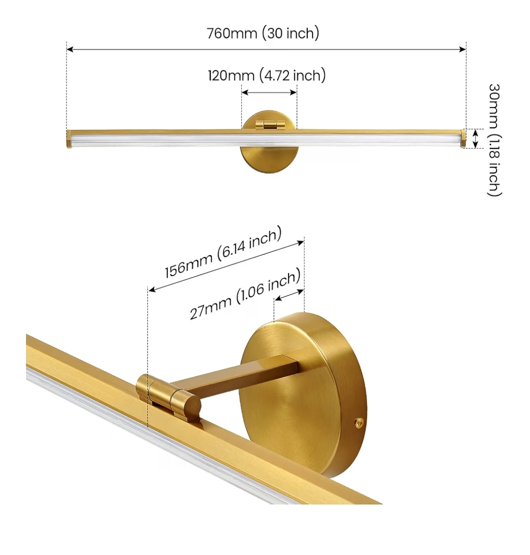 30 Inch Gold Vanity Light 24W 5CCT Dimmable Modern LED Vanity Light Fixture Rotatable - Image 6