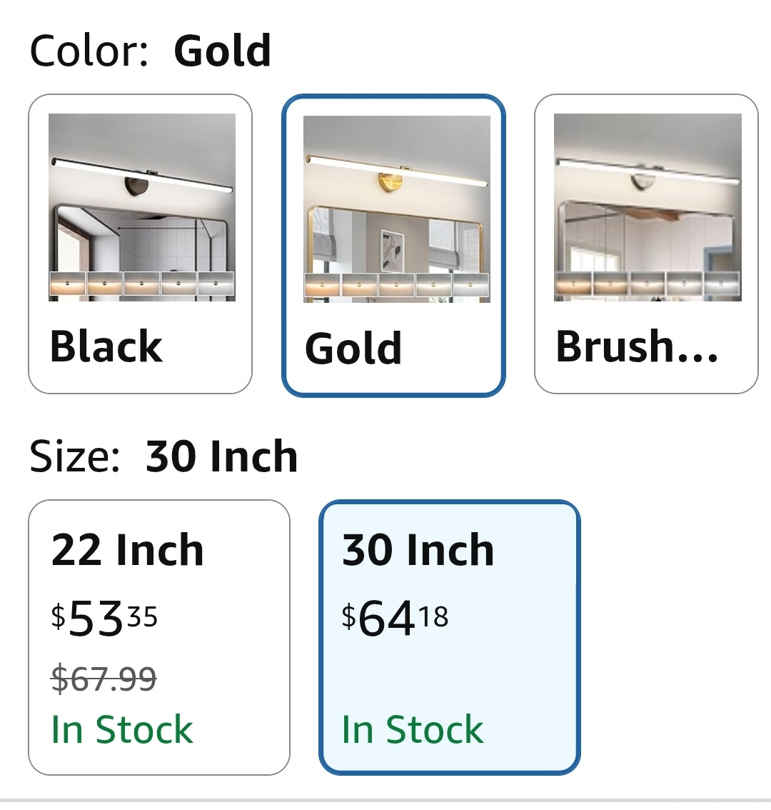 30 Inch Gold Vanity Light 24W 5CCT Dimmable Modern LED Vanity Light Fixture Rotatable - Image 2