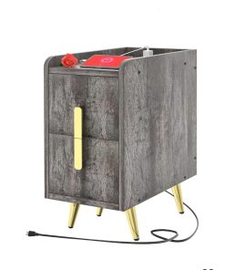 Narrow Nightstand with Charging Station, Slim Night Stand