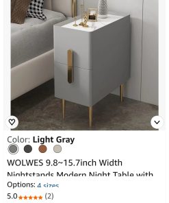 Alternative view of Narrow Nightstand with Charging Station, Slim Night Stand