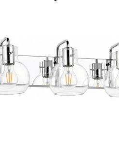 3-Lights Industrial Stainless Steel Chrome Finish with Globe Clear Glass