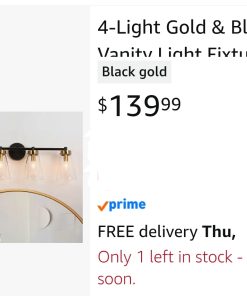 Alternative view of 30-in 4 Light Matte Black & Copper Gold Transitional Bathroom Vanity Light