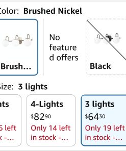 Alternative view of Brushed Nickel Bathroom Vanity Light Fixtures 3 Lights Milk White Glass Globe