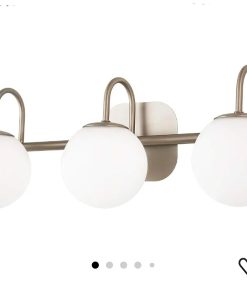 Brushed Nickel Bathroom Vanity Light Fixtures 3 Lights Milk White Glass Globe