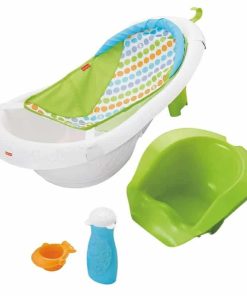Fisher-Price Baby to Toddler Bath 4-In-1 Sling ‘N Seat Tub with Removable Infant Support and 2 Toys, Green