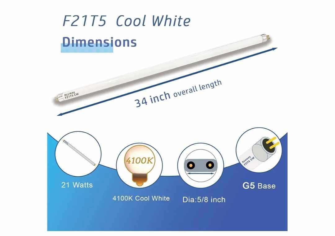 6 pack 34inch F21T5/841 Cool White Fluorescent Light Bulb - Image 4