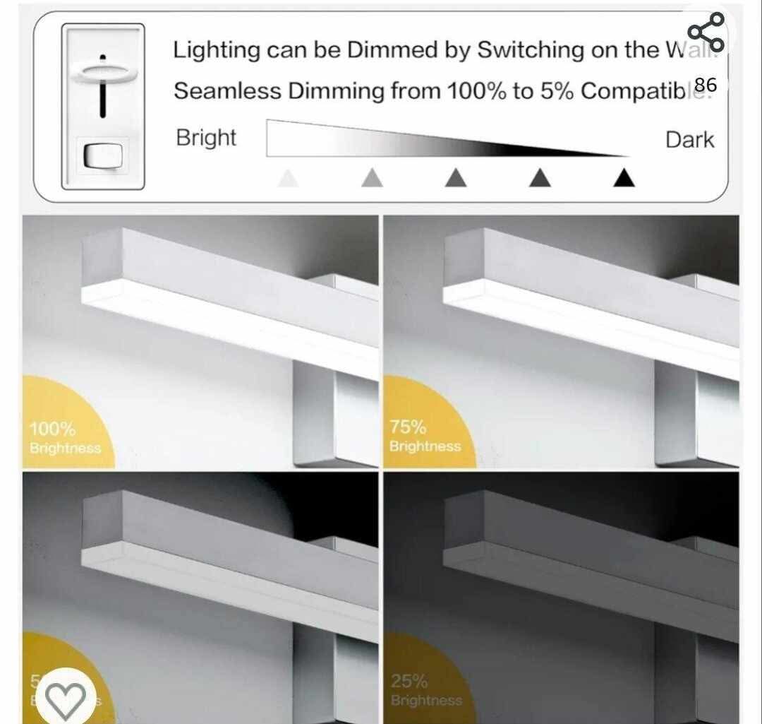 Bathroom Light Fixtures Dimmable 32in Silver LED Vanity Light - Image 12
