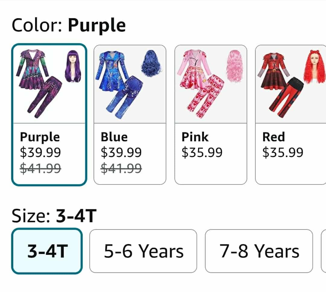Disney Descendants Mal Costume Girls Zipper Jacket and Pants Costumes with Wig Princess Halloween Dress Up Outfits, 3T-4T - Image 9
