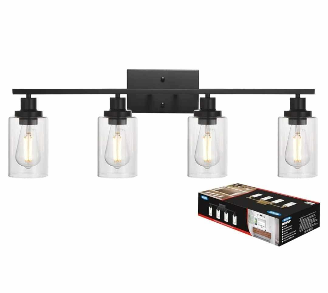 MELUCEE 4 Lights Sconces Wall Lighting Black with Clear Glass Shade, Black - Image 16