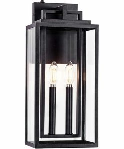 Dusk to Dawn Outdoor Wall Sconce Waterproof Wall Lantern 2-Lights, 20" Large Outside Modern Wall Mount Light