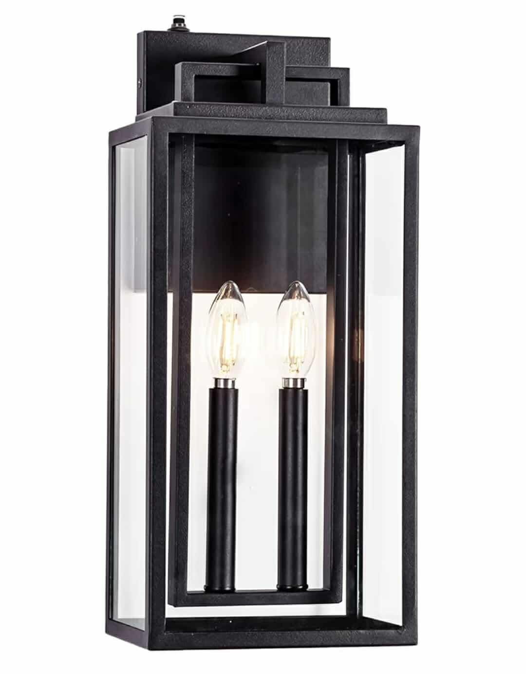 Dusk to Dawn Outdoor Wall Sconce Waterproof Wall Lantern 2-Lights, 20" Large Outside Modern Wall Mount Light