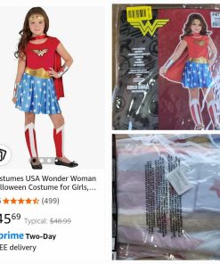Alternative view of Wonder Woman 7pc Costume, Includes a Dress, Headband, Leg Warmers, Cape, Small (4-6)