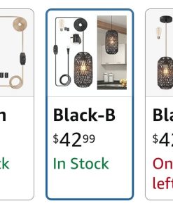 Alternative view of Plug in Pendant Light Rattan Hanging Lights with Plug in Cord 15ft Dimmable Cotton Cord Wicker Boho Hanging Lamps