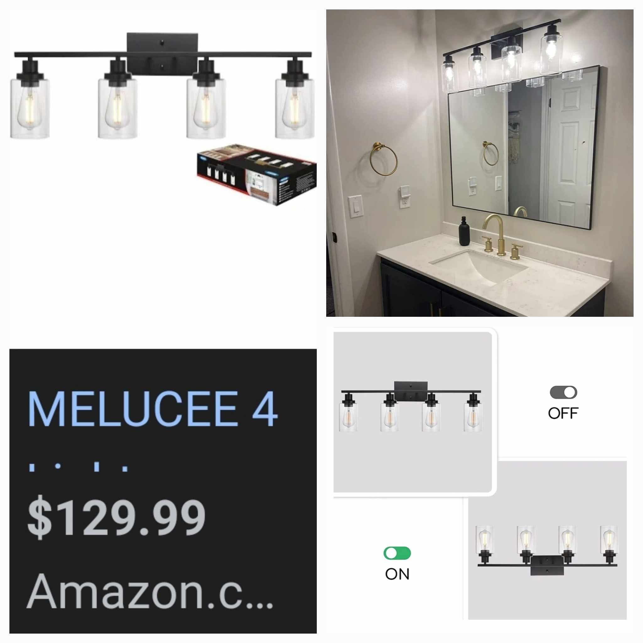 MELUCEE 4 Lights Sconces Wall Lighting Black with Clear Glass Shade, Black - Image 11