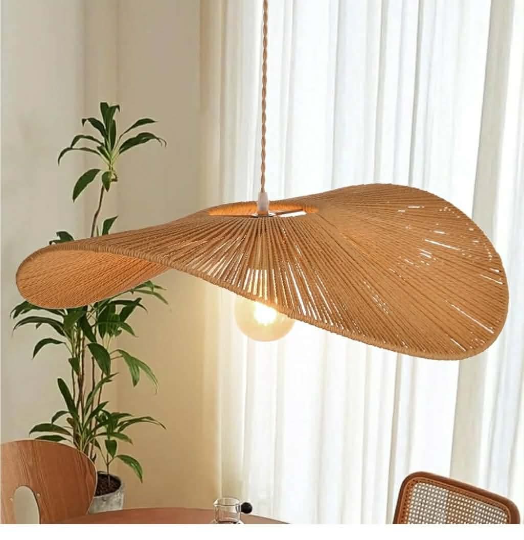 23.6" Modern Paper Chandelier Rattan Pendant Lighting Large Wicker Light Fixture - Image 10