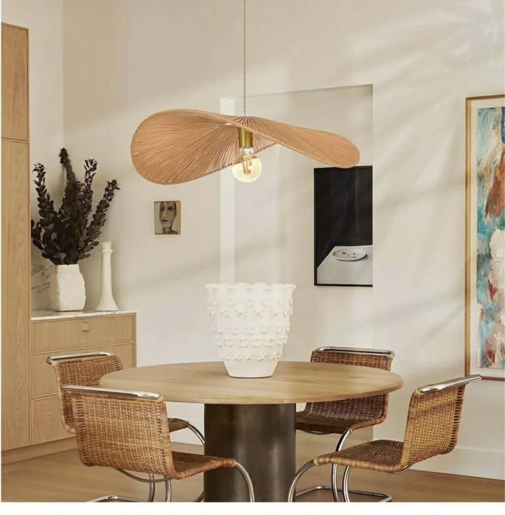 23.6" Modern Paper Chandelier Rattan Pendant Lighting Large Wicker Light Fixture - Image 7
