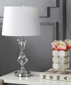 25" Crystal LED Table Lamp Transitional Glam Contemporary Bedside Desk Nightstand Lamp