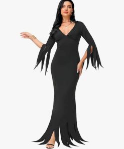 Halloween Womens Costume V-Neck Bodycon Maxi Dress, Small
