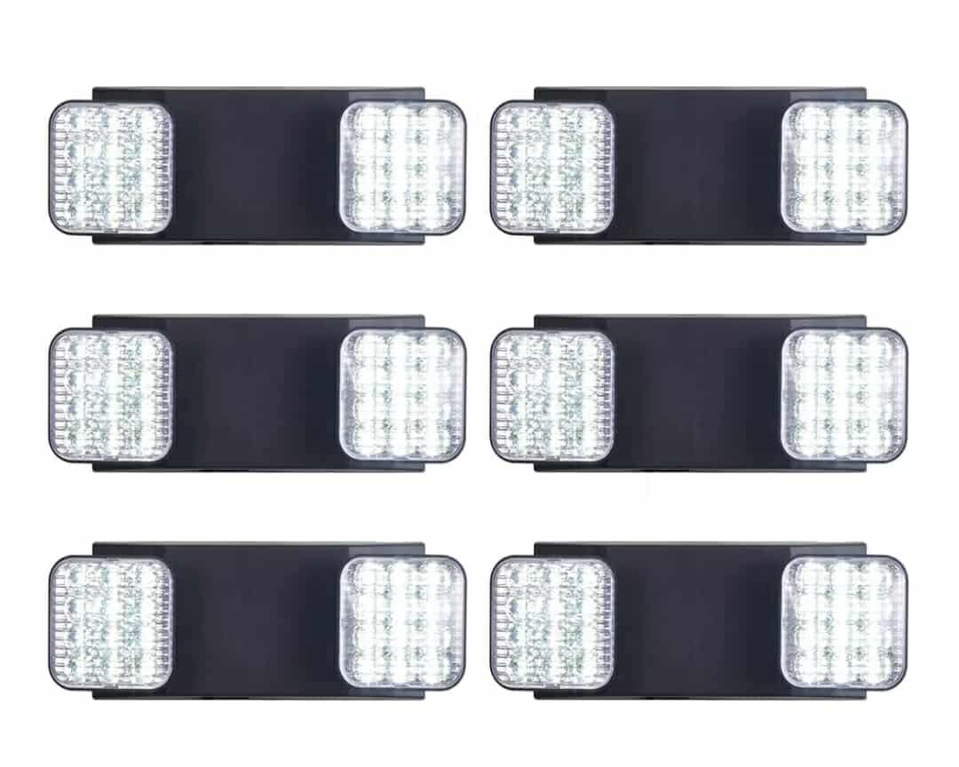 6pk LED Emergency Lights with Battery Backup, Two Head Adjustable Commercial Emergency Lights