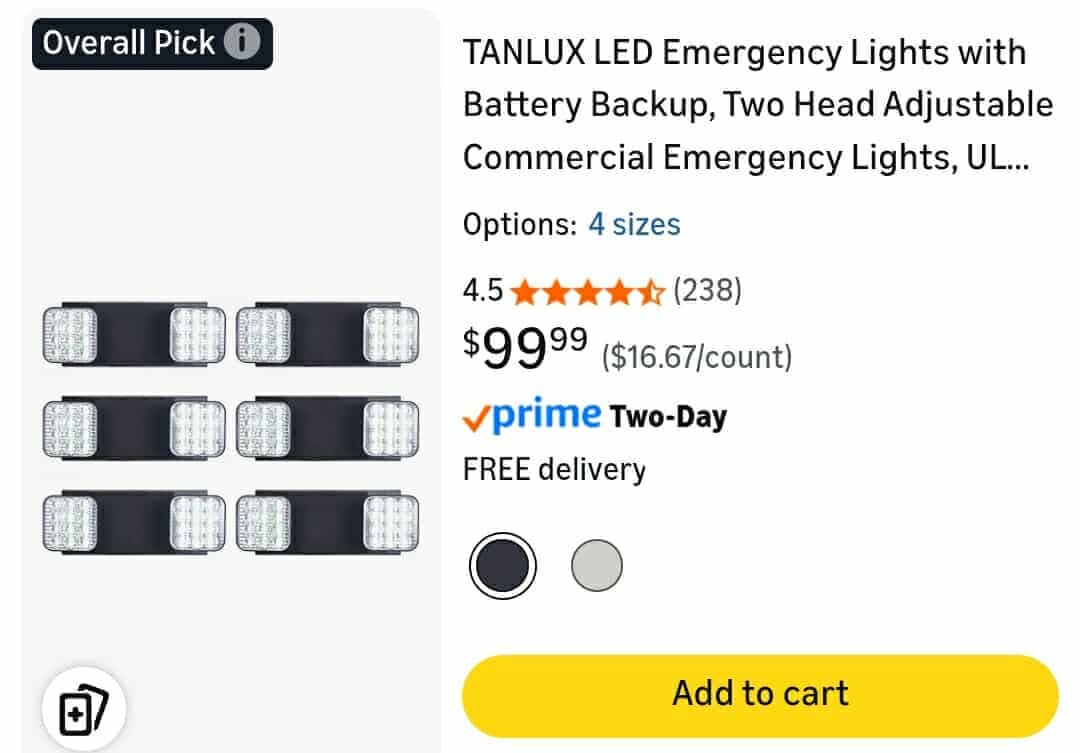 6pk LED Emergency Lights with Battery Backup, Two Head Adjustable Commercial Emergency Lights - Image 2
