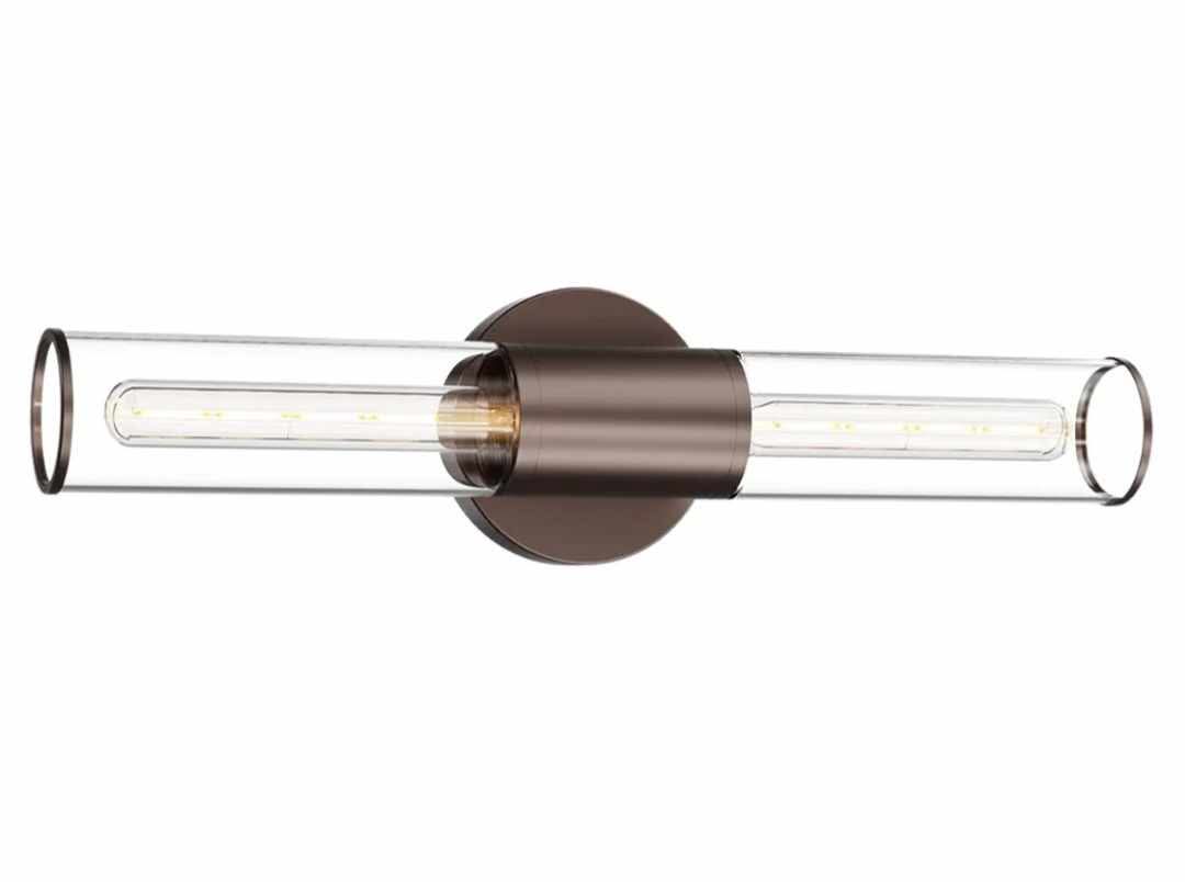 2-Light Oil Rubbed Bronze Wall Sconce Lighting Fixture with Clear Glass