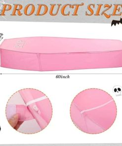 Alternative view of 2 Pcs Halloween Cemetery Pop up Coffin with Lid, 60 Inch Collapsible Scary Fake Fabric Coffin Prop Life Size, for Graveyard, Halloween Decoration, Lawn, Party (Pink, Lifelike)