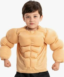 Halloween Muscle Shirt Costume Kids, Body Builder Costume Kids Boys Suit, Medium
