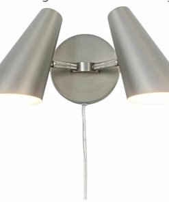 2-Light Plug in Wall Sconce, Brushed Nickel Modern Vanity Light Wall Lamp