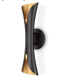 Tubicen 15.7" Wall Sconces Dimmable Up and Down Indoor Theater Sconce Lights Black and Gold Hardwired