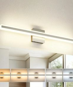 32" Brushed Nickel Vanity Lights for Bathroom, 5CCT Dimmable Vanity Light Bar