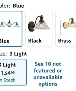 Alternative view of Blue and Black 3 Light Vanity Light Bathroom Vanity Light Fixture