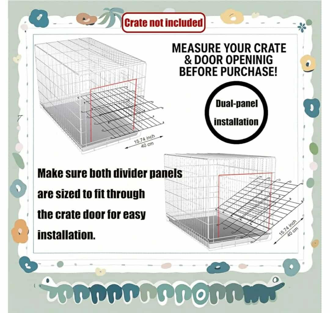 Dog Crate Divider Panel - 2 Pack Black Metal, Compatible with 32"-36"/42" & Other Crate Sizes, 20.47" H x Adjustable Width 15.74"-29.13"(Dog Crate NOT Included) - Image 14