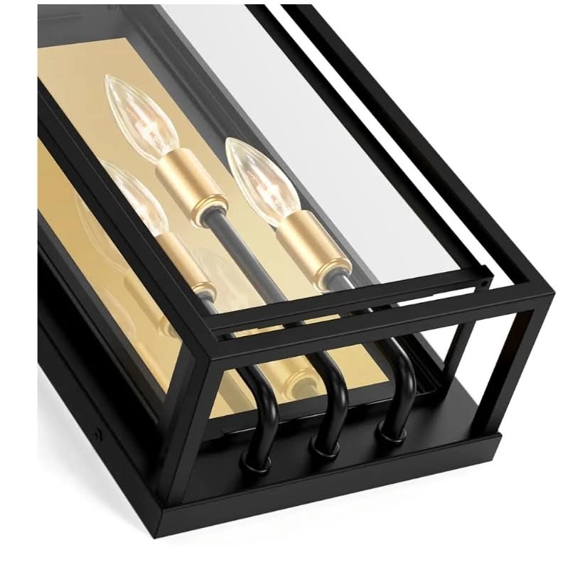 Large Outdoor Wall Lantern 3-Light, 15" Large Outside Sconce, Modern Black Wall Light Fixture - Image 9