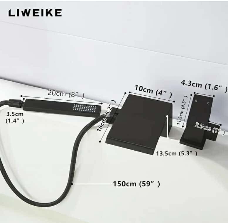 Black Roman Tub Faucet with Sprayer, Deck Mount Roman Bathtub Faucet Set with Hand Shower for 3 Holes - Image 7