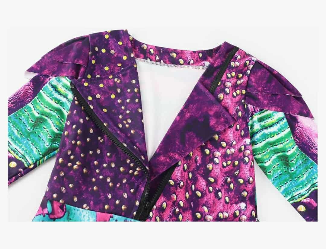Disney Descendants Mal Costume Girls Zipper Jacket and Pants Costumes with Wig Princess Halloween Dress Up Outfits, 3T-4T - Image 6