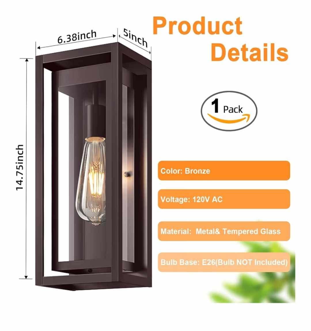 15" Large Oil Rubbed Bronze Outdoor Light Fixture, ORB Outdoor Sconces - Image 7