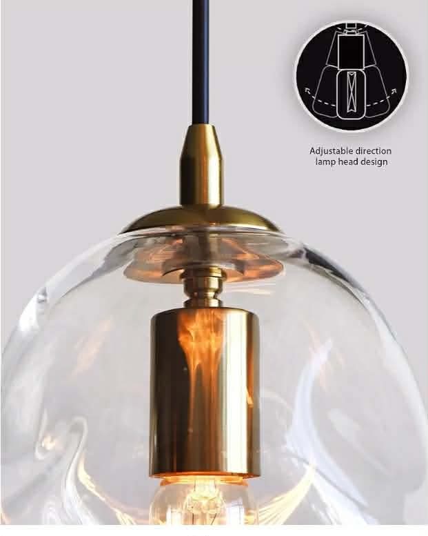 CASAMOTION 8in Modern Glass Pendant Light Kitchen Island Brass Gold Organic Globe Hanging Industrial Contemporary Style - Image 10