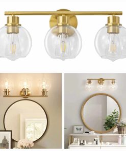 Alternative view of 3-Lights Bathroom Vanity Light with Clear Globe Glass Shade 22 inch