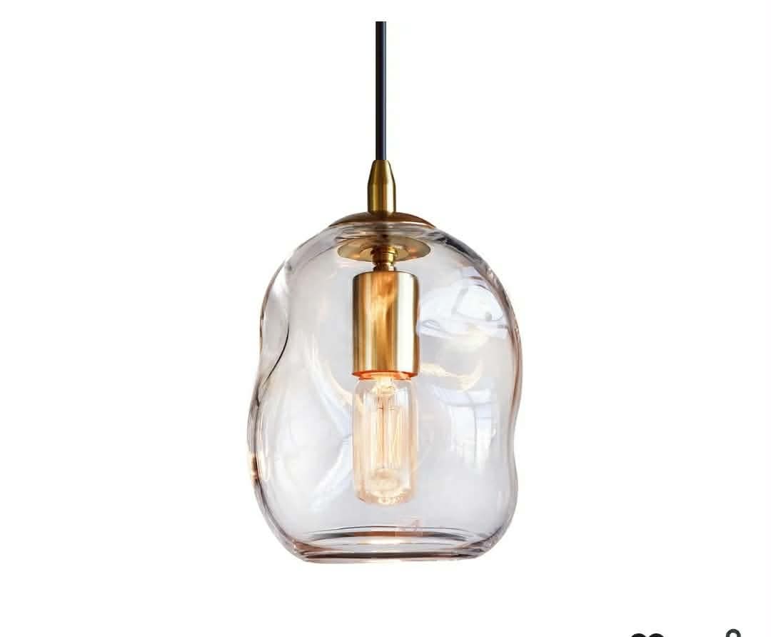 CASAMOTION Modern Glass Pendant Light Kitchen Island Brass Gold Organic Globe Hanging