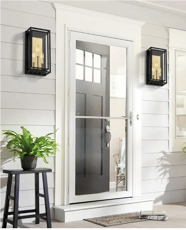 Large Outdoor Wall Lantern 3-Light, 15" Large Outside Sconce, Modern Black Wall Light Fixture - Image 10