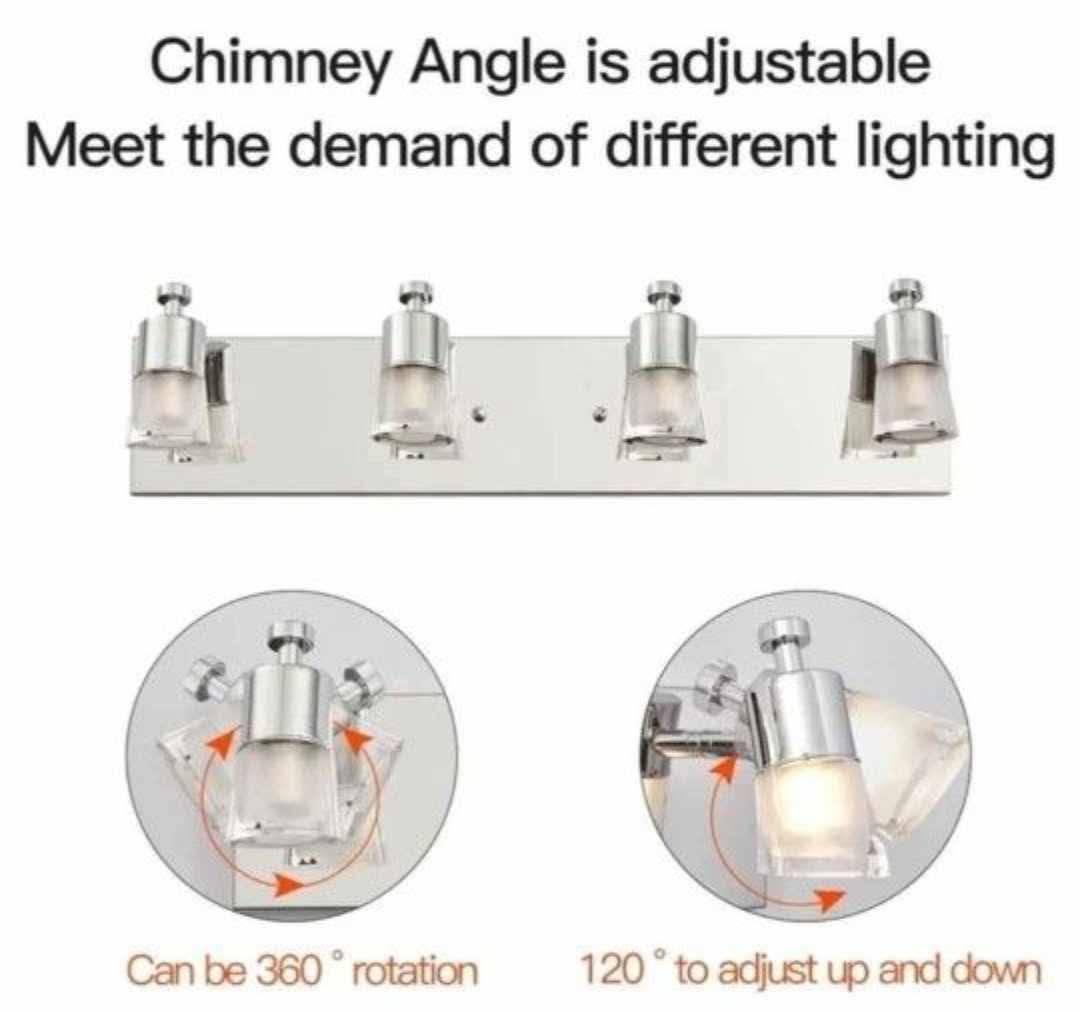 LED Modern Chrome Vanity Lights Over Mirror, Multi Directional Acrylic Bath Wall Lighting Up and Down 4-Light, 24 inch Stainless Scones Light - Image 6