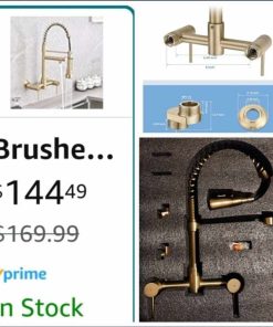 Alternative view of Wall Mount Kitchen Faucet, 8 Inch Center Commercial Sink Faucet with Pull Down Sprayer