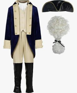 Washington Costume Boys Hamilton American Colonial Uniform with Wig, Size 85-100lbs