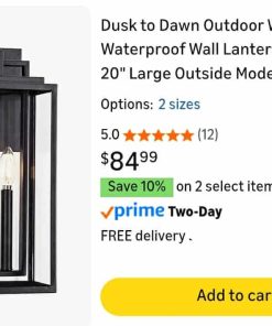 Alternative view of Dusk to Dawn Outdoor Wall Sconce Waterproof Wall Lantern 2-Lights, 20" Large Outside Modern Wall Mount Light